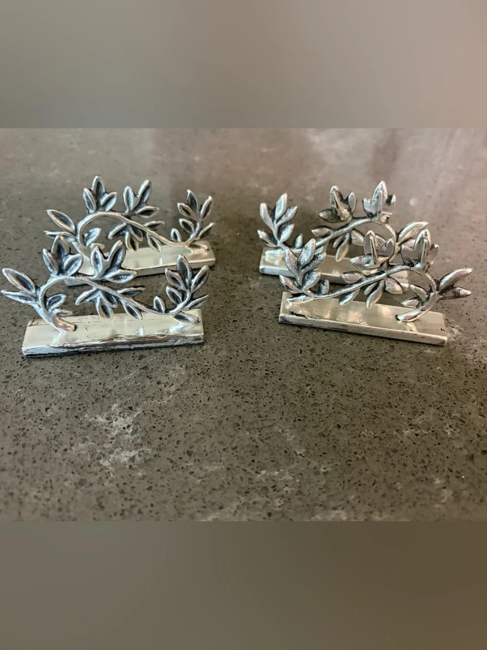 Pottery Barn Silver Leaf Napkin Rings - Set of 4